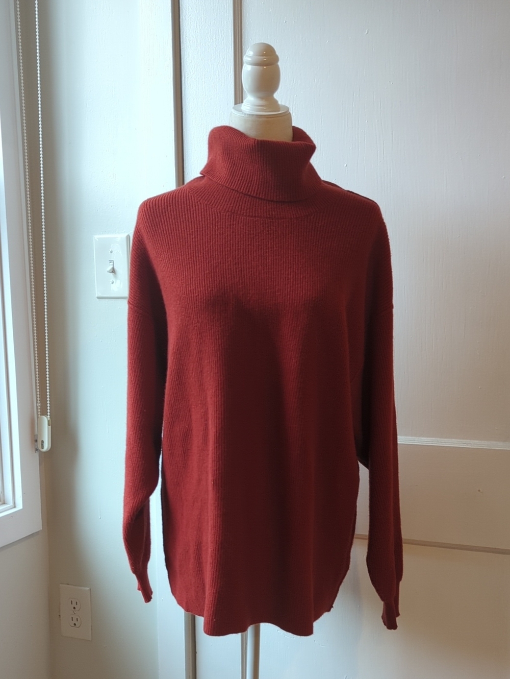 Free People Oversized Red Turtleneck Knit Sweater